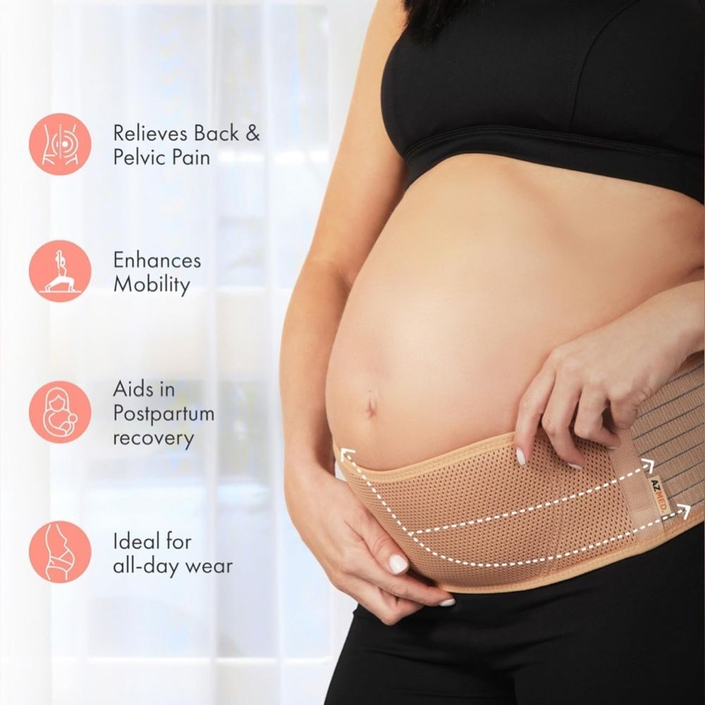 AZMED Maternity Belt Back Support - Adjustable Abdominal Binder for Pregnancy - Picture 4 of 10